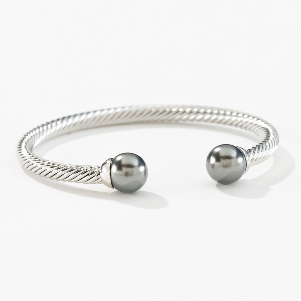 WITH A TWIST BRACELET, DK GREY‎ PEARL by Touchstone Crystal by Swarovski ✨ NIB
